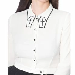 Banned Alternative Blouse - Undertaker White -KILLSTAR SALES banned alternative blouse undertaker white4