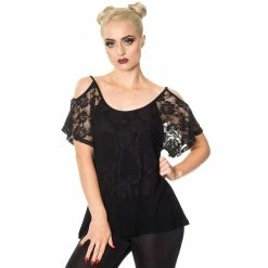 Banned Lace Shoulder Top - Aura Black
