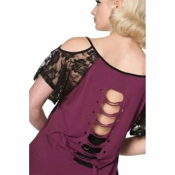 Banned Lace Shoulder Top - Aura Burgundy -KILLSTAR SALES banned lace shoulder top aura burgundy4