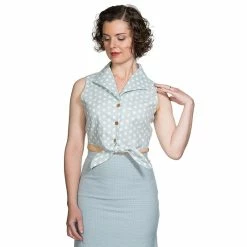 Banned Retro Crop Top - Polka Blouse Mint