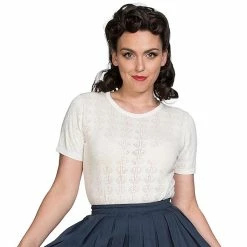 Banned Retro Knit Top - Nautical Jumper Cream