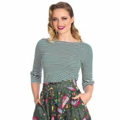 Banned Retro Vintage Top - Merry Stripe Green