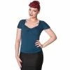 Banned Retro Vintage Top - She Who Dares Teal -KILLSTAR SALES banned retro vintage top she who dares teal