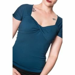 Banned Retro Vintage Top - She Who Dares Teal -KILLSTAR SALES banned retro vintage top she who dares teal3