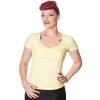 Banned Retro Vintage Top - She Who Dares Yellow -KILLSTAR SALES banned retro vintage top she who dares yellow