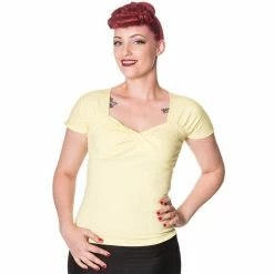 Banned Retro Vintage Top - She Who Dares Yellow