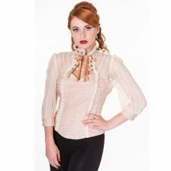 Banned Steam Punk Blouse - Rise Of Dawn Shirt Beige