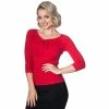 Dancing Days 3/4-Sleeve Top - Pretty Illusion Red -KILLSTAR SALES dancing days 3 4 sleeve top pretty illusion red