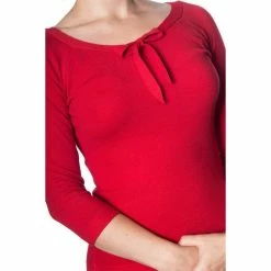 Dancing Days 3/4-Sleeve Top - Pretty Illusion Red -KILLSTAR SALES dancing days 3 4 sleeve top pretty illusion red3