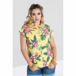 Hell Bunny Blouse - Kalani Shirt Yellow