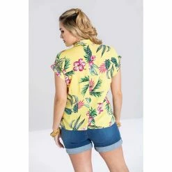 Hell Bunny Blouse - Kalani Shirt Yellow -KILLSTAR SALES hell bunny blouse kalani shirt yellow3