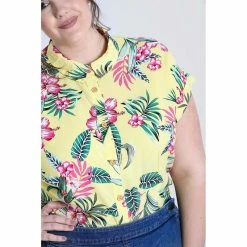 Hell Bunny Blouse - Kalani Shirt Yellow -KILLSTAR SALES hell bunny blouse kalani shirt yellow5