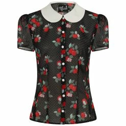 Hell Bunny Chiffon Blouse - Apple Blossom