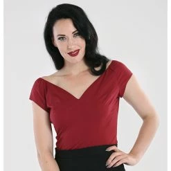 Hell Bunny Vintage Top - Petunia Burgundy