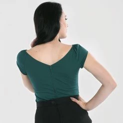 Hell Bunny Vintage Top - Petunia Dark Green -KILLSTAR SALES hell bunny vintage top petunia dark green3