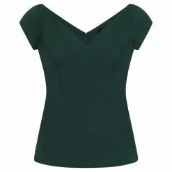 Hell Bunny Vintage Top - Petunia Dark Green -KILLSTAR SALES hell bunny vintage top petunia dark green4