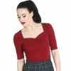Hell Bunny Vintage Top - Philippa Burgundy