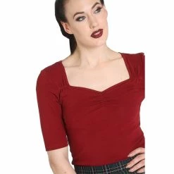 KILLSTAR SALES -KILLSTAR SALES hell bunny vintage top philippa burgundy2