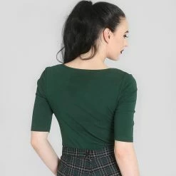 Hell Bunny Vintage Top - Philippa Dark Green -KILLSTAR SALES hell bunny vintage top philippa dark green3