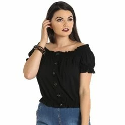 Hell Bunny Vintage Top - Soledad Black