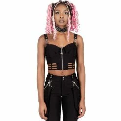Killstar Crop Top - She's Cagey Black