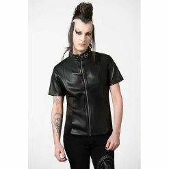 Killstar Faux-Leather Shirt - Oberon -KILLSTAR SALES killstar faux leather shirt oberon3