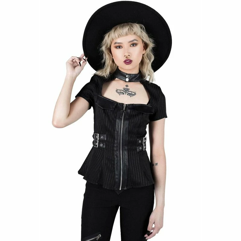 Killstar Gothic Blouse - Dark Enterprise Pinstripe 3 Killstar Gothic Blouse - Dark Enterprise Pinstripe