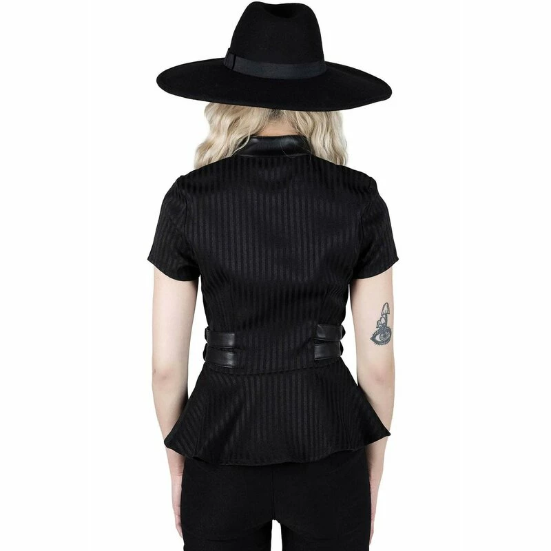 Killstar Gothic Blouse - Dark Enterprise Pinstripe 5 Killstar Gothic Blouse - Dark Enterprise Pinstripe - Image 3