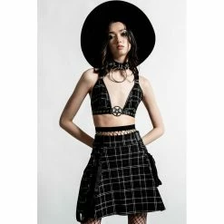 Killstar Halter-Top - Crimson Daze Ash Tartan -KILLSTAR SALES killstar halter top crimson daze ash tartan 12