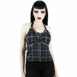 Killstar Neckholder Top - Suzie Harness Tartan