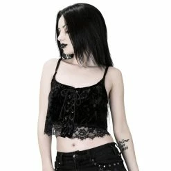 Killstar Strappy Top - Dahlia Black -KILLSTAR SALES killstar strappy top dahlia black2