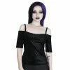 Killstar Velvet Bardot Top - Black Sea