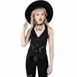 Killstar Vest - Office Riot Pinstripe