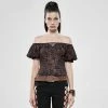 Punk Rave Carmen Top - Espresso Flowers -KILLSTAR SALES punk rave carmen top espresso flowers 1