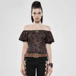 Punk Rave Carmen Top - Espresso Flowers