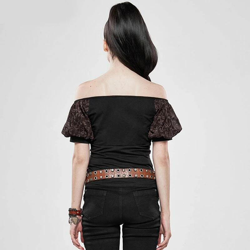 Punk Rave Carmen Top - Espresso Flowers 5 Punk Rave Carmen Top - Espresso Flowers - Image 3