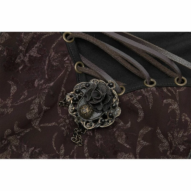 Punk Rave Carmen Top - Espresso Flowers 7 Punk Rave Carmen Top - Espresso Flowers - Image 5