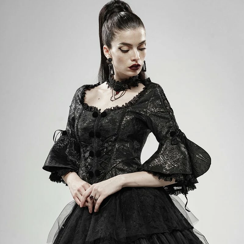 Punk Rave Gothic Blouse - Baroque Flower 4 Punk Rave Gothic Blouse - Baroque Flower - Image 2