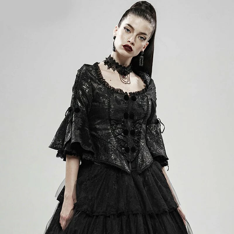 Punk Rave Gothic Blouse - Baroque Flower 5 Punk Rave Gothic Blouse - Baroque Flower - Image 3