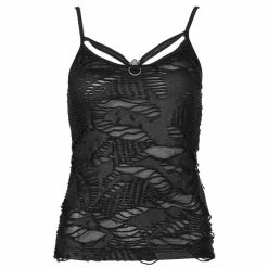 Punk Rave Strappy Top - Rebel & Romance Slashed -KILLSTAR SALES punk rave strappy top rebel romance slashed4