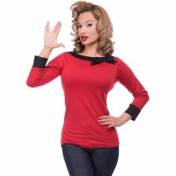 Steady Clothing Blouse - Solid Boatneck Red -KILLSTAR SALES steady clothing blouse solid boatneck red2