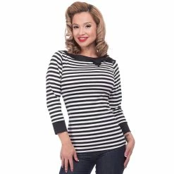 Steady Clothing Blouse - Striped Boatneck Black -KILLSTAR SALES steady clothing blouse striped boatneck black2