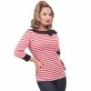Steady Clothing Blouse - Striped Boatneck Red -KILLSTAR SALES steady clothing blouse striped boatneck red