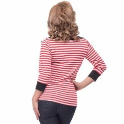 Steady Clothing Blouse - Striped Boatneck Red -KILLSTAR SALES steady clothing blouse striped boatneck red5