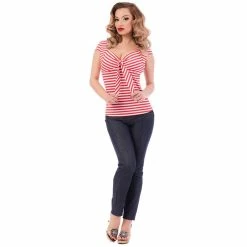 Steady Clothing Top - Striped Sweetheart Red -KILLSTAR SALES steady clothing top striped sweetheart red3