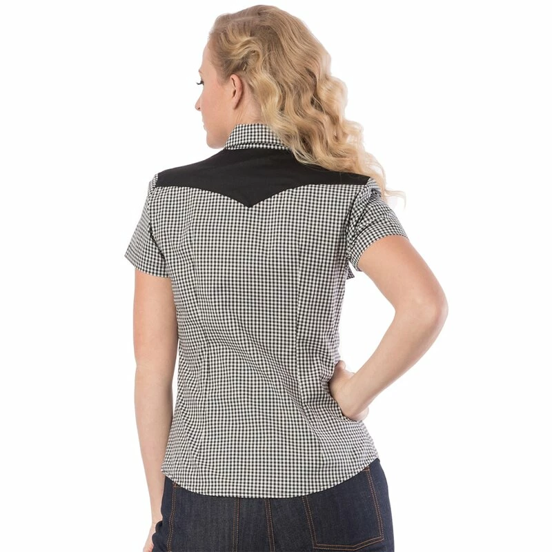 Steady Clothing Western Blouse - Rockabilly Rose Black 4 Steady Clothing Western Blouse - Rockabilly Rose Black - Image 2