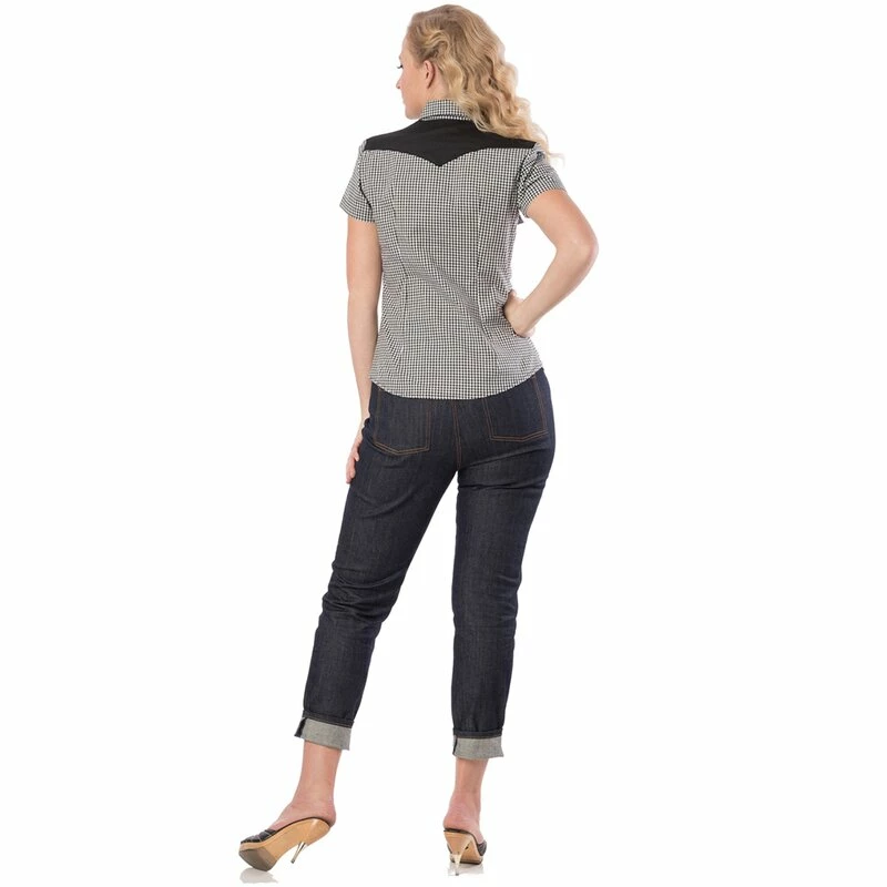 Steady Clothing Western Blouse - Rockabilly Rose Black 6 Steady Clothing Western Blouse - Rockabilly Rose Black - Image 4