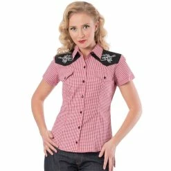 Steady Clothing Western Blouse - Rockabilly Rose Red