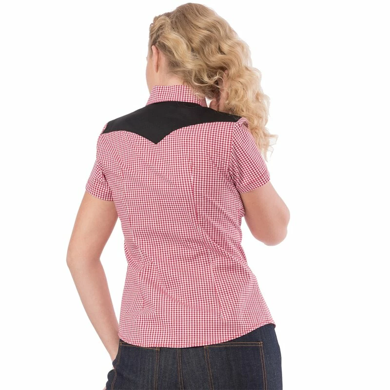 Steady Clothing Western Blouse - Rockabilly Rose Red 4 Steady Clothing Western Blouse - Rockabilly Rose Red - Image 2